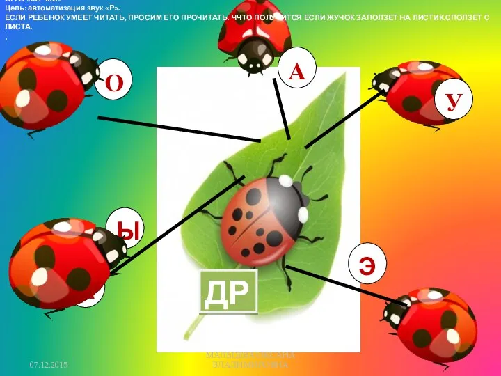 ДР А У О Э Ы . ИГРА «ЖУЧКИ» Цель: автоматизация звук «Р».