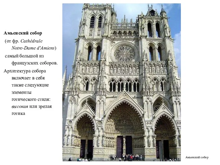 Амьенский собор (от фр. Cathédrale Notre-Dame d'Amiens) самый большой из