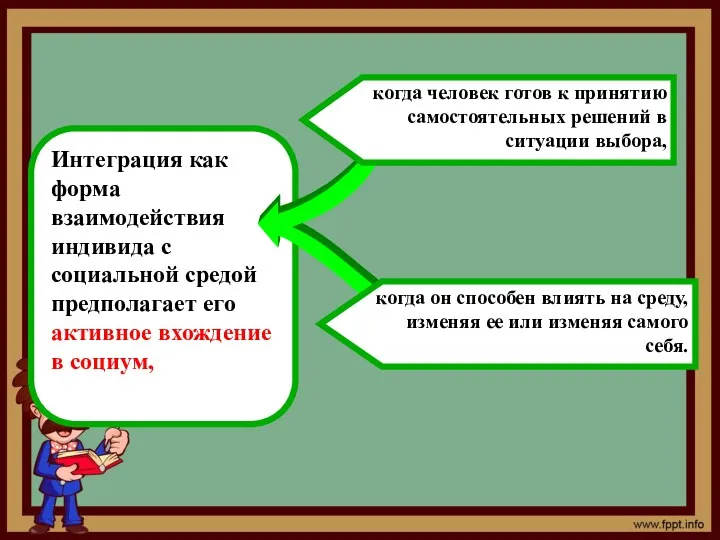 Интеграция как форма взаимодействия индивида с социальной средой предполагает его активное вхождение в