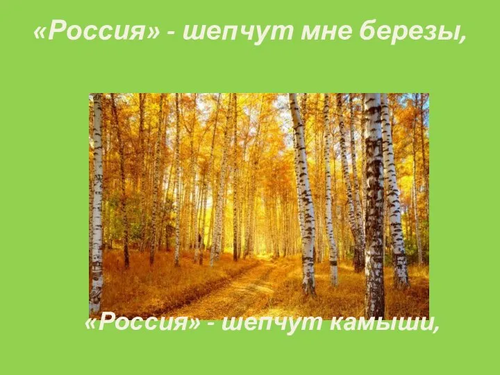 «Россия» - шепчут мне березы, «Россия» - шепчут камыши,