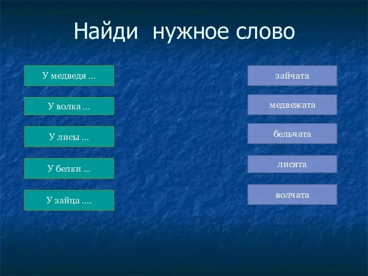 Найди нужное слово У медведя … У волка … У