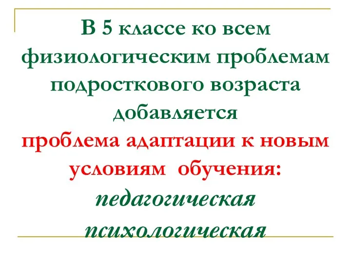 В 5 классе ко всем физиологическим проблемам подросткового возраста добавляется