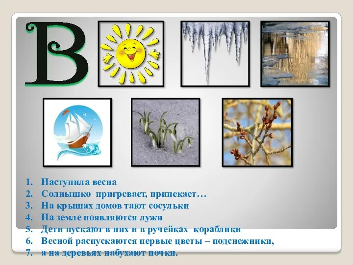 Наступила весна Солнышко пригревает, припекает… На крышах домов тают сосульки