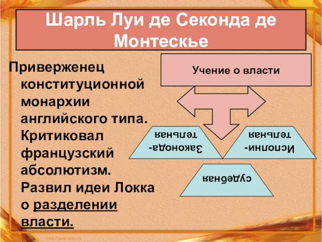 Шарль Луи де Секонда де Монтескье Приверженец конституционной монархии английского