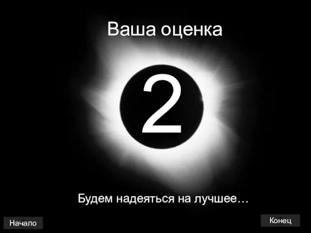 Ваша оценка 2 Будем надеяться на лучшее… Начало Конец