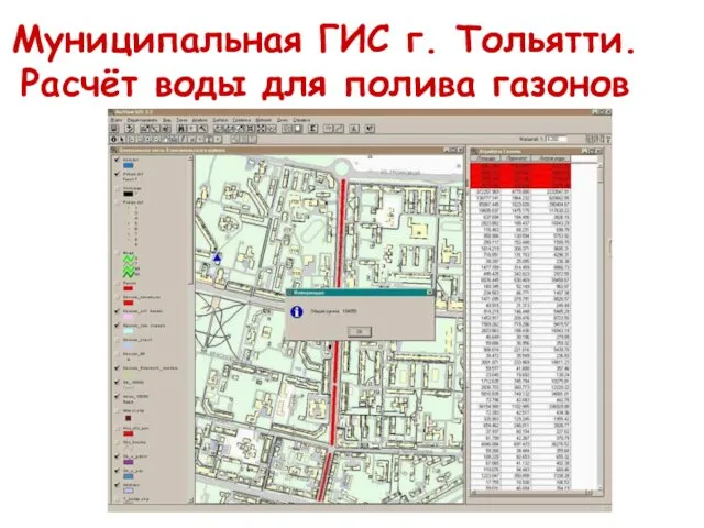 Муниципальная ГИС г. Тольятти. Расчёт воды для полива газонов