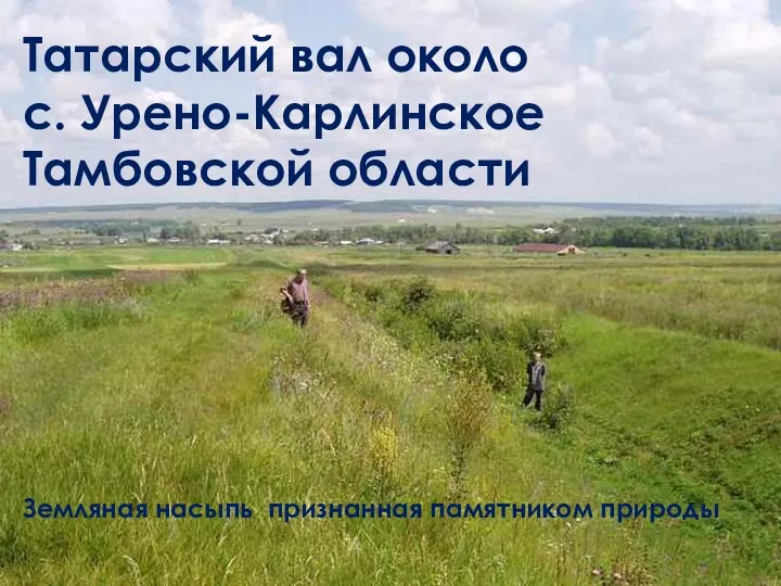 Татарский вал около с. Урено-Карлинское Тамбовской области Земляная насыпь признанная памятником природы