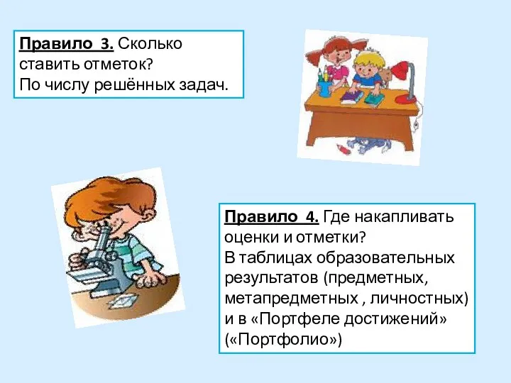 Правило 3. Сколько ставить отметок? По числу решённых задач. Правило