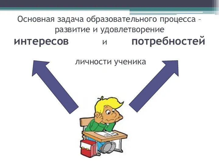 Основная задача образовательного процесса – развитие и удовлетворение интересов и потребностей личности ученика