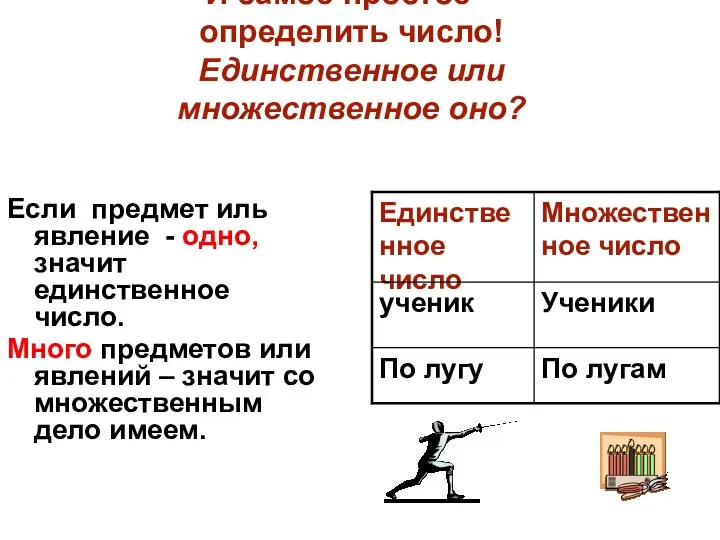 И самое простое – определить число! Единственное или множественное оно?