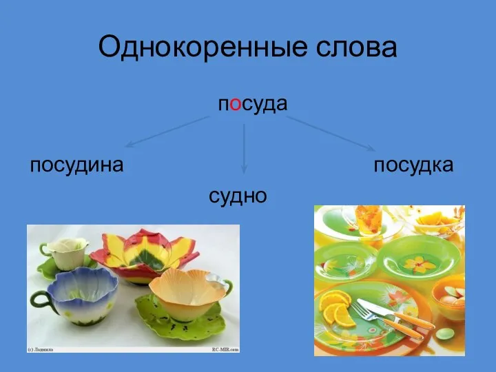 Однокоренные слова посуда посудина посудка судно