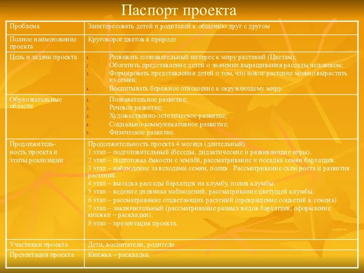 Паспорт проекта