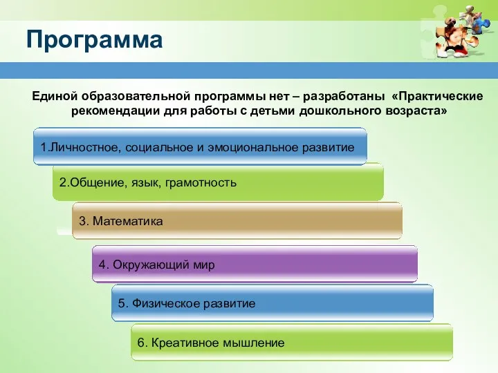 Программа Click to add title in here Единой образовательной программы нет – разработаны