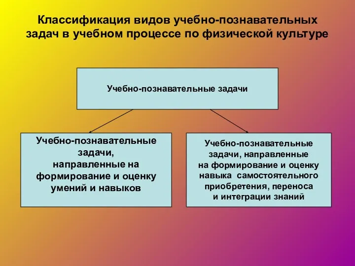 Классификация видов учебно-познавательных задач в учебном процессе по физической культуре