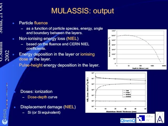 G.Santin Siena, 21 Oct 2002 MULASSIS: output Particle fluence as