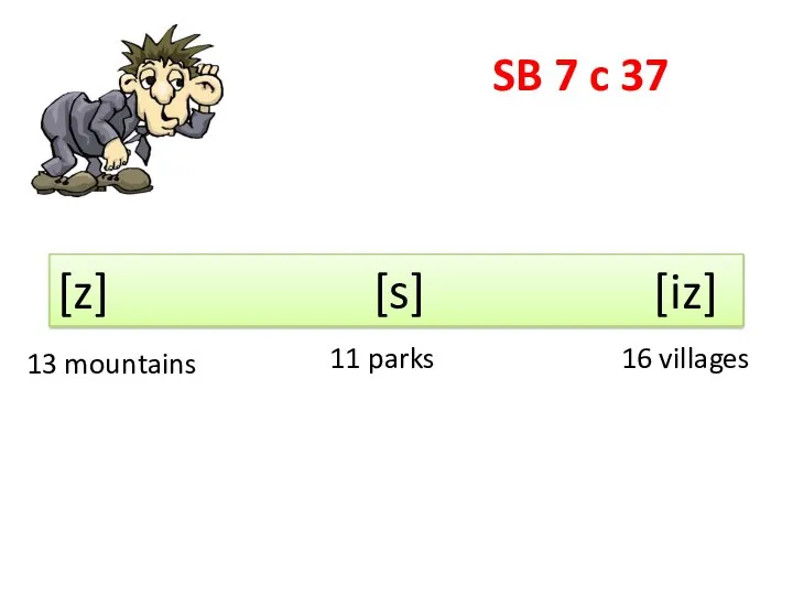 SB 7 c 37 [z] [s] [iz] 13 mountains 11 parks 16 villages