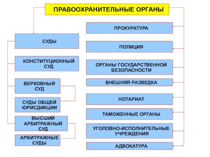 ПРАВООХРАНИТЕЛЬНЫЕ ОРГАНЫ СУДЫ КОНСТИТУЦИОННЫЙ СУД ВЕРХОВНЫЙ СУД СУДЫ ОБЩЕЙ ЮРИСДИКЦИИ