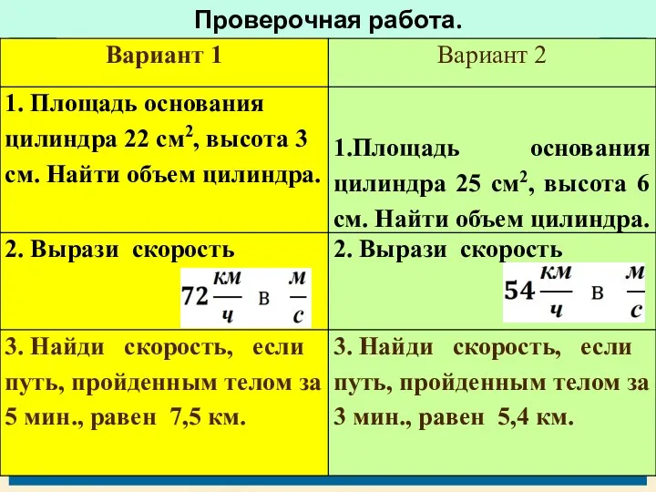 Проверочная работа.