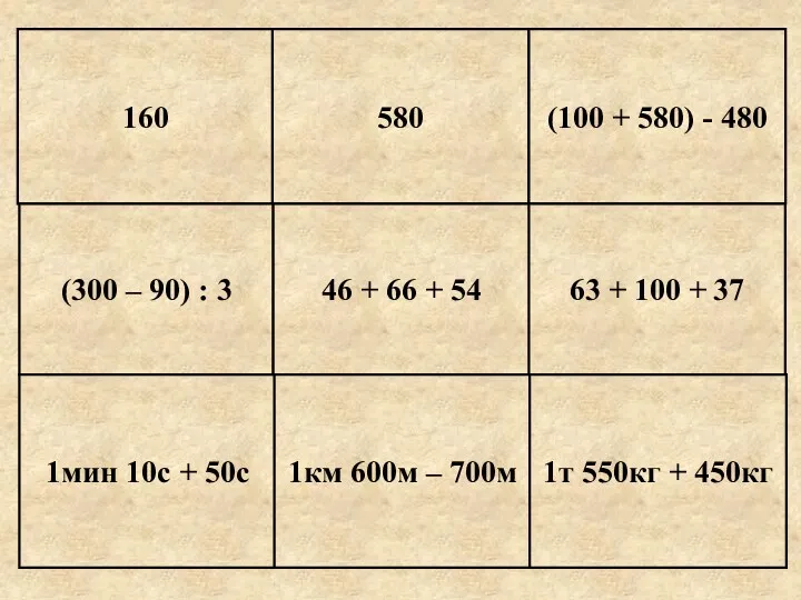 160 580 (100 + 580) - 480 (300 – 90)