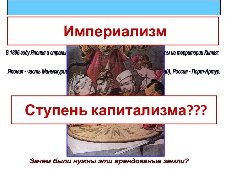 Раздел сфер влияния на Дальнем Востоке В 1895 году Япония