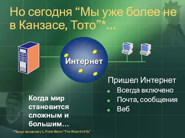 Но сегодня “Мы уже более не в Канзасе, Тото”*… Когда