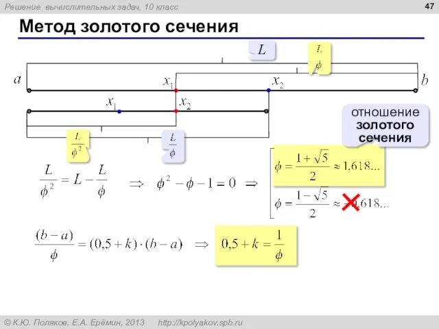 Метод золотого сечения отношение золотого сечения