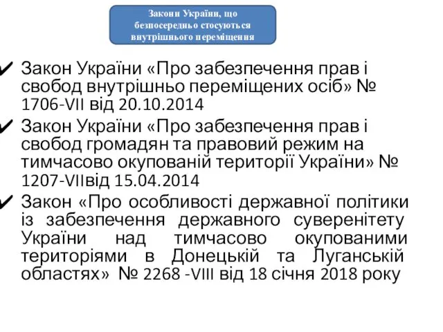 Закон України «Про забезпечення прав і свобод внутрішньо переміщених осіб»