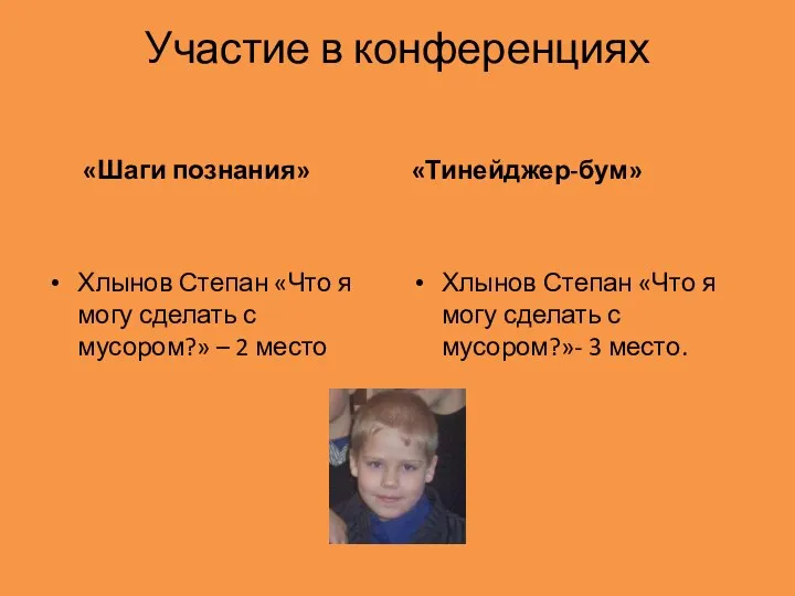 Участие в конференциях «Шаги познания» Хлынов Степан «Что я могу