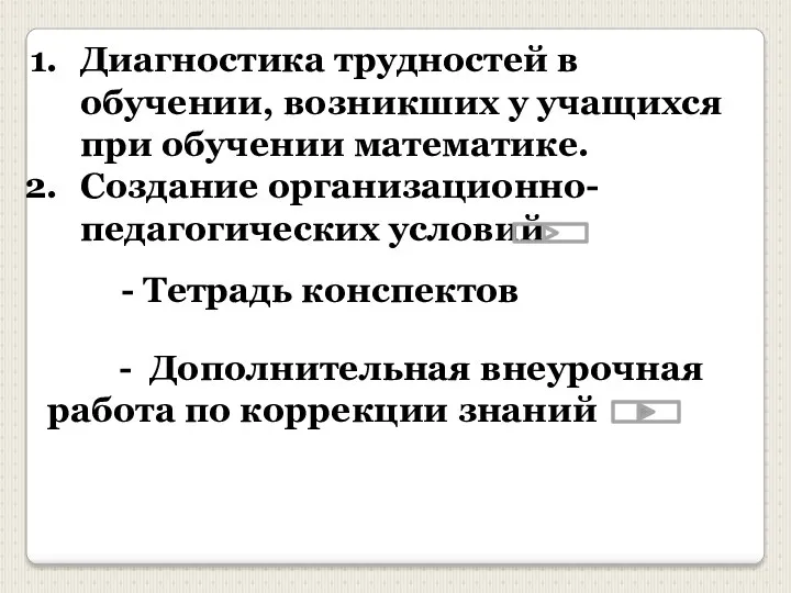 Диагностика трудностей в обучении, возникших у учащихся при обучении математике.