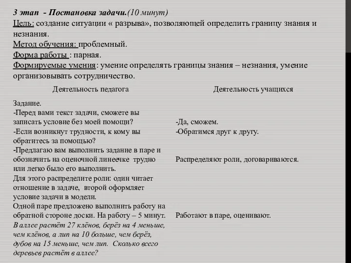 3 этап - Постановка задачи.(10 минут) Цель: создание ситуации «