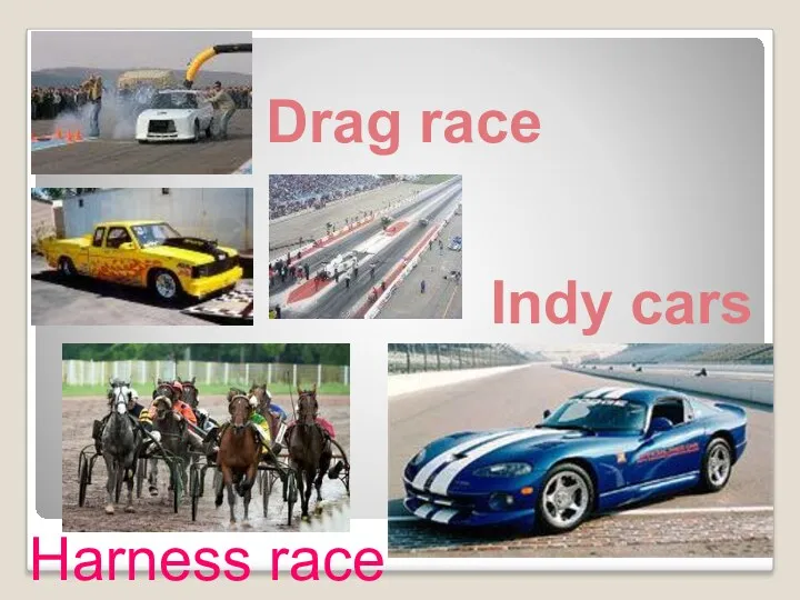 Drag race Indy cars Harness race