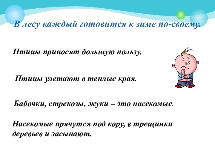 В лесу каждый готовится к зиме по-своему. Птицы улетают в