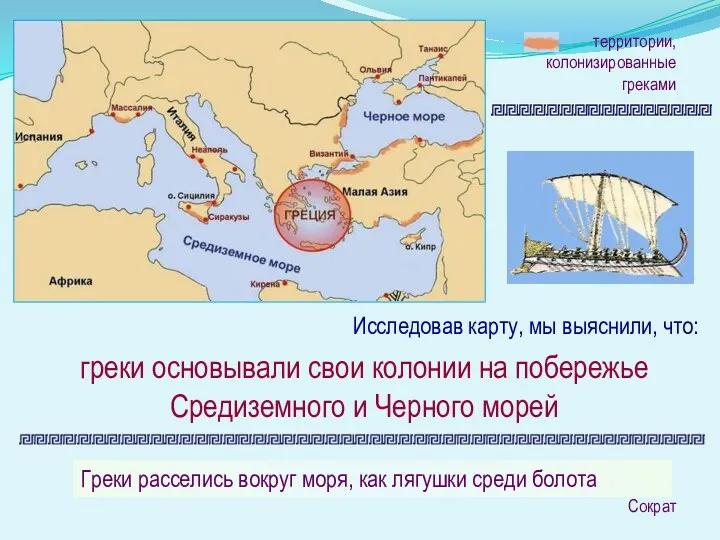территории, колонизированные греками греки основывали свои колонии на побережье Средиземного