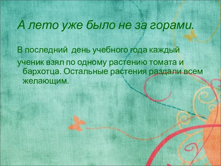 А лето уже было не за горами. В последний день