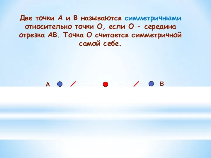 Две точки А и В называются симметричными относительно точки О,