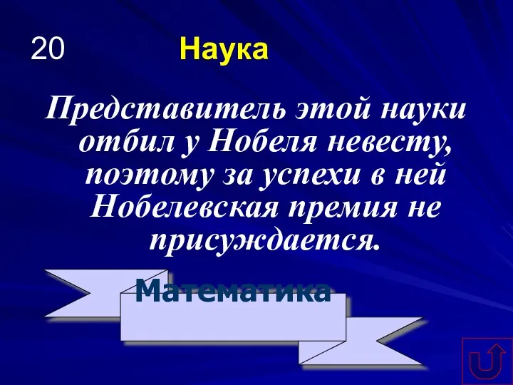 20 Наука Представитель этой науки отбил у Нобеля невесту, поэтому