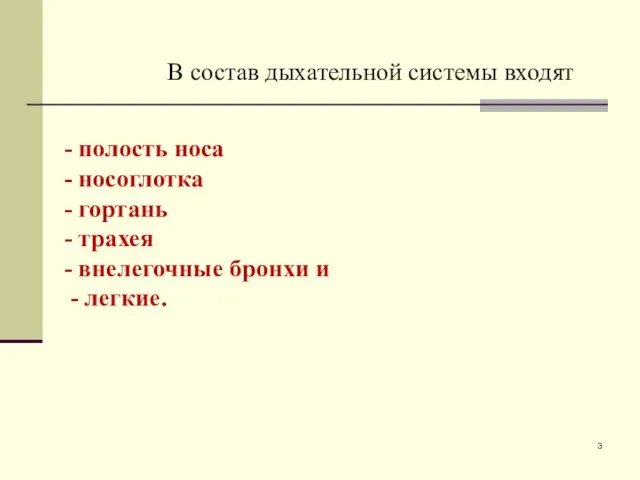 В состав дыхательной системы входят - полость носа - носоглотка