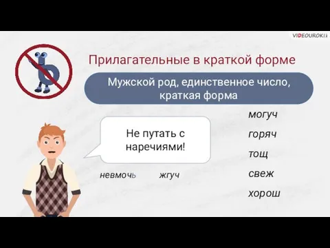 Прилагательные в краткой форме могуч горяч тощ свеж хорош Мужской