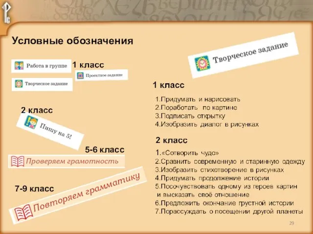 Условные обозначения 5-6 класс 7-9 класс