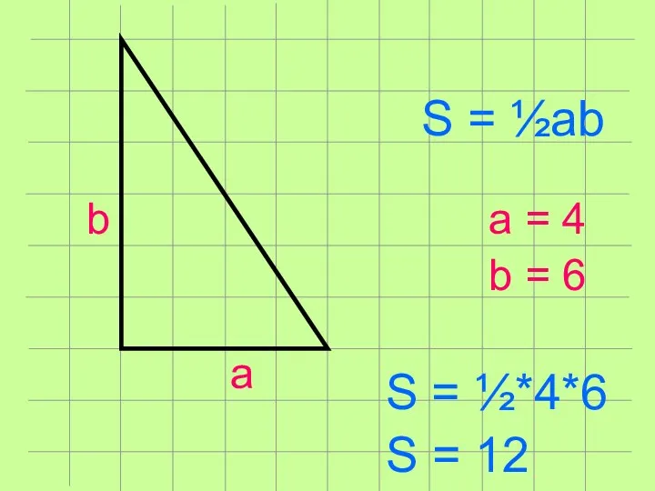 S = ½ab a b a = 4 b =