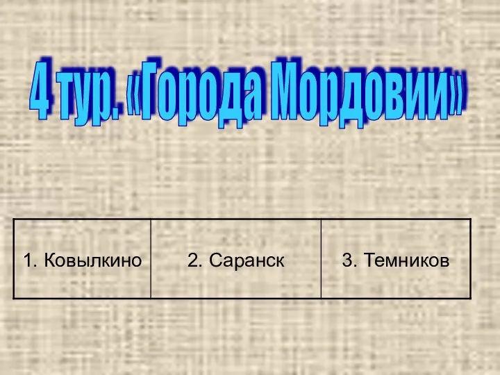 4 тур. «Города Мордовии»