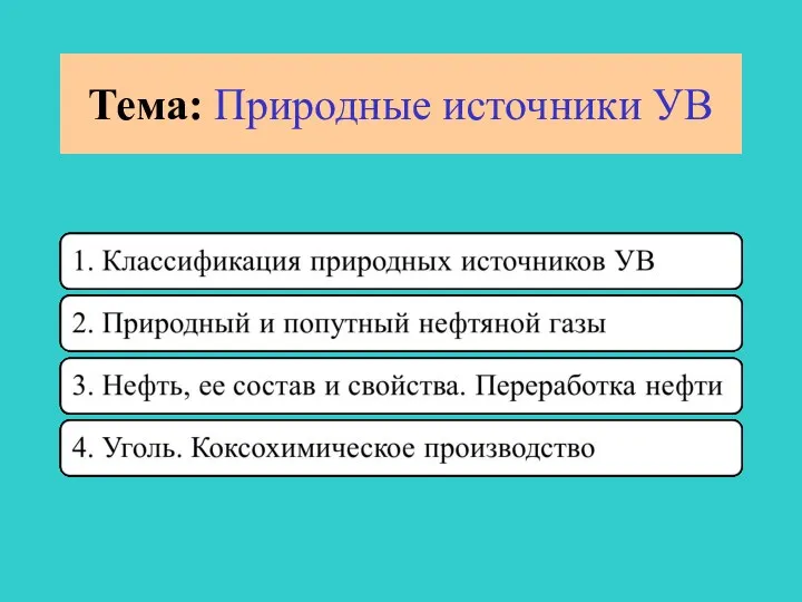 Тема: Природные источники УВ