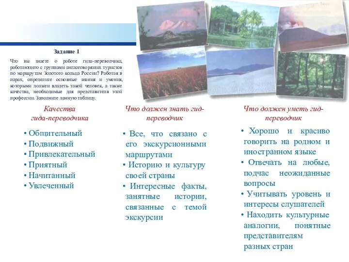 Задание 1 Что вы знаете о работе гида-переводчика, работающего с