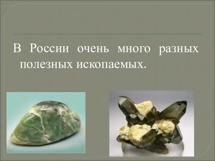 В России очень много разных полезных ископаемых.