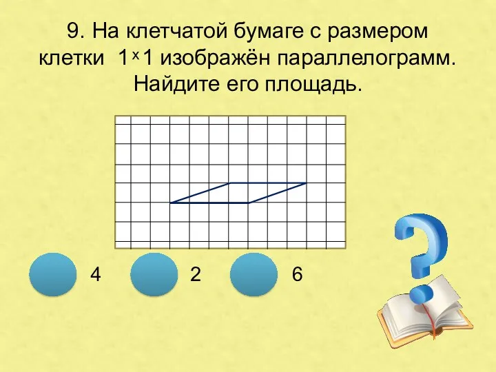 9. На клетчатой бумаге с размером клетки 1 ͯ 1 изображён параллелограмм. Найдите