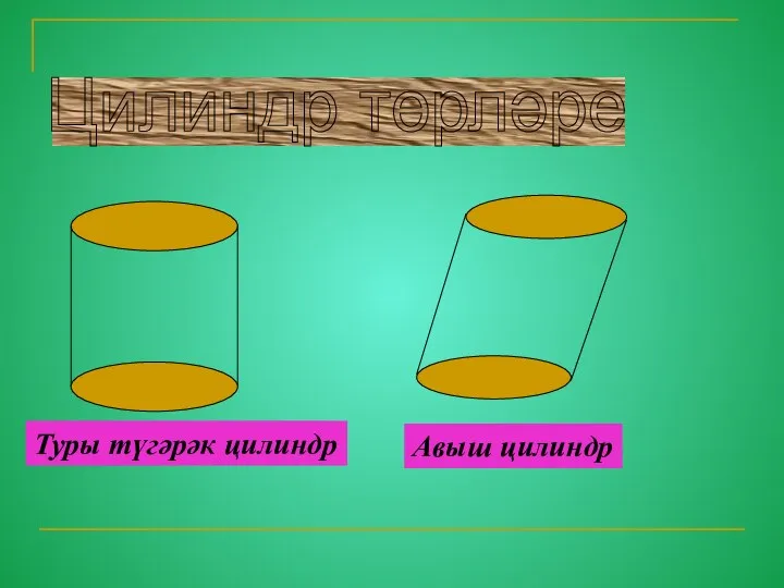 Цилиндр төрләре Туры түгәрәк цилиндр Авыш цилиндр