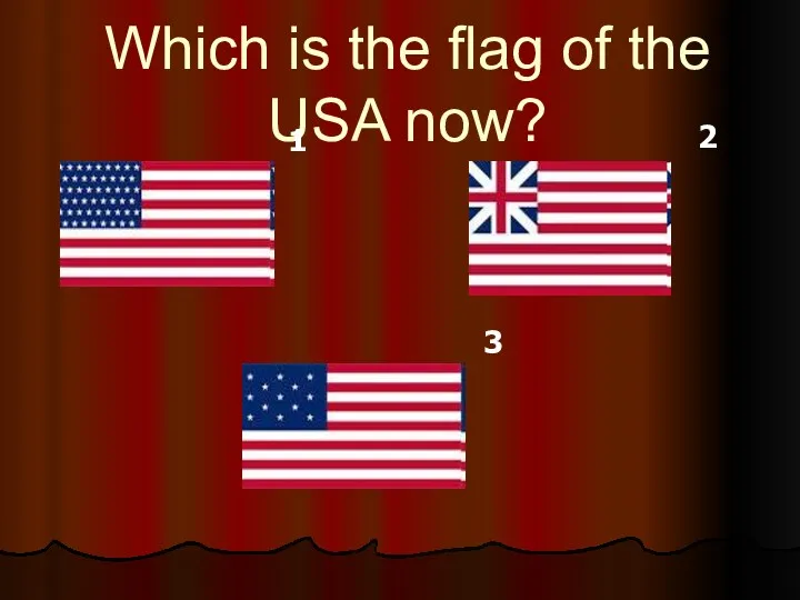 Which is the flag of the USA now? 1 2 3