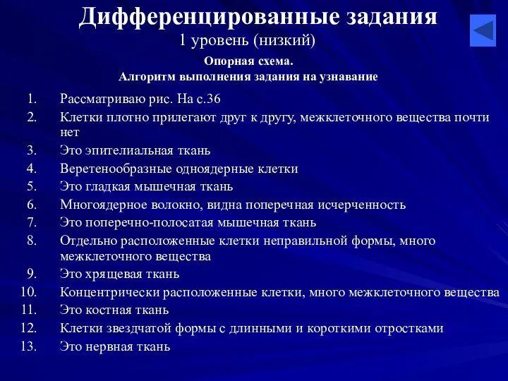 Дифференцированные задания Рассматриваю рис. На с.36 Клетки плотно прилегают друг