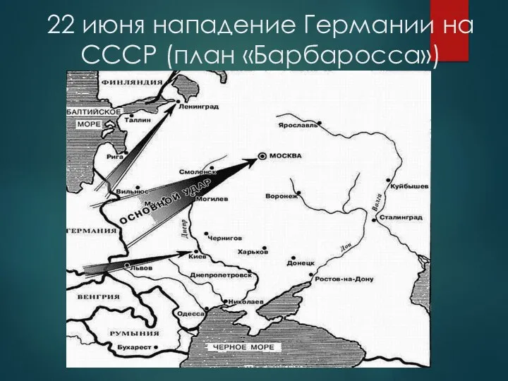 22 июня нападение Германии на СССР (план «Барбаросса»)