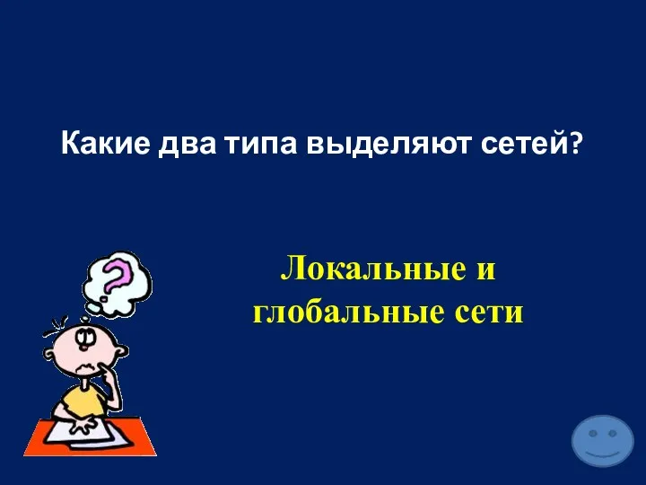 Какие два типа выделяют сетей? Локальные и глобальные сети